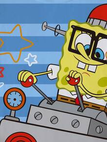 SpongeBob SquarePants | SHEIN Áo thun ngắn tay cổ tròn in hình hoạt hình cho bé trai - trắng - Xem 6