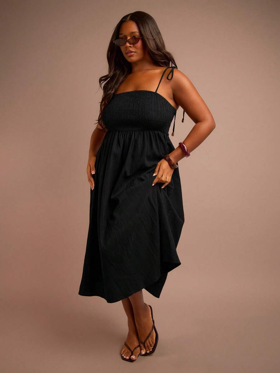 FASHION SZN Plus Size Dresses Summer Holiday Dresses, Vacation Dress, Festival, Ibiza, Loose Fit Midi Dress, Ladies Casual Sun Dress, Holiday Outfit, Sun Dress, Summer Dresses For Women, Curve Dresses For Women, Long Dress, Maxi Dress, Midi Dress, Plus Size Women Clothes, Vacation Outfits Women, Plus Size Summer Clothes - Black - View 1