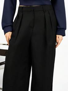 PRISCILA ESCOTO PRISCILA ESCOTO 女装极简时尚深咖啡超大阔腿裤通勤裤棕色阔腿裤女高腰阔腿裤秋冬棕色西装裤 - 黑色 - 查看 3