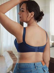 Slumbrini Sujetador sin costuras, transpirable y sin aros para mujer de talla grande, ligero y de cobertura completa - azul real - Ver 2
