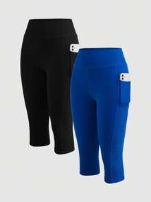 Cheerettes Quần legging thể thao nữ màu trơn có túi, kiểu dáng thường ngày, đa năng. - Nhiều màu - Xem 3