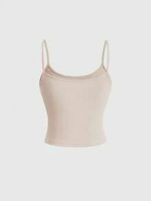 Sweetness Retro Sweet Girl Music Note Embroidered Apricot Color Tank Top For Women - Apricot - View 2