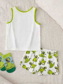 Nick 90s | SHEIN Young Boy Cartoon Print Crew Neck Top And Briefs Casual Underwear Set - White - View 2