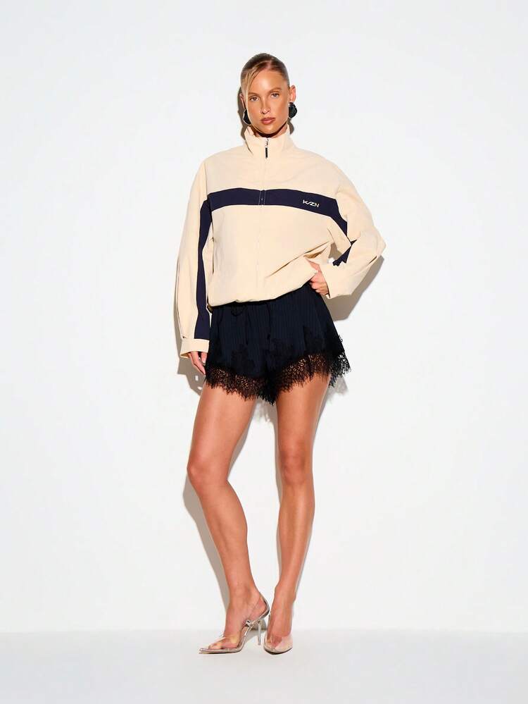 KIZN Color Block Panel Zip-Up Jacket With Contrast Stripe