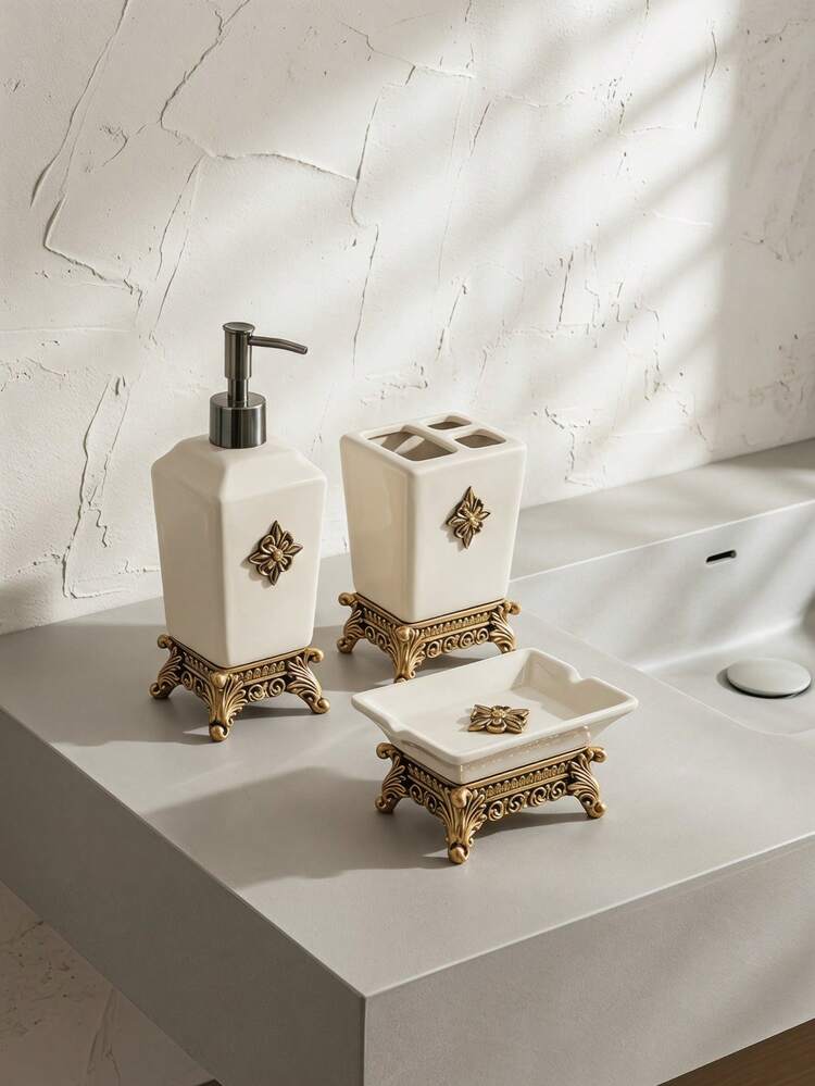 Cirelle Bình đựng sữa dưỡng thể bằng gốm sứ men trắng kem kiểu cổ điển châu Âu, có thể dùng làm giá đựng bàn chải đánh răng, khay đựng xà phòng, bình đựng xà phòng hình vuông sang trọng có thể tái sử dụng với họa tiết hoa nổi, bình đựng sữa dưỡng thể và dầu gội riêng biệt, thích hợp cho phòng tắm, khách sạn, gia đình, nhà bếp, đựng nước rửa tay, dầu gội, dầu xả, sữa tắm, xà phòng lỏng, sữa dưỡng thể, tinh dầu, quà tặng đám cưới, nhà cửa, ngày lễ. - Nhiều màu - Xem 3