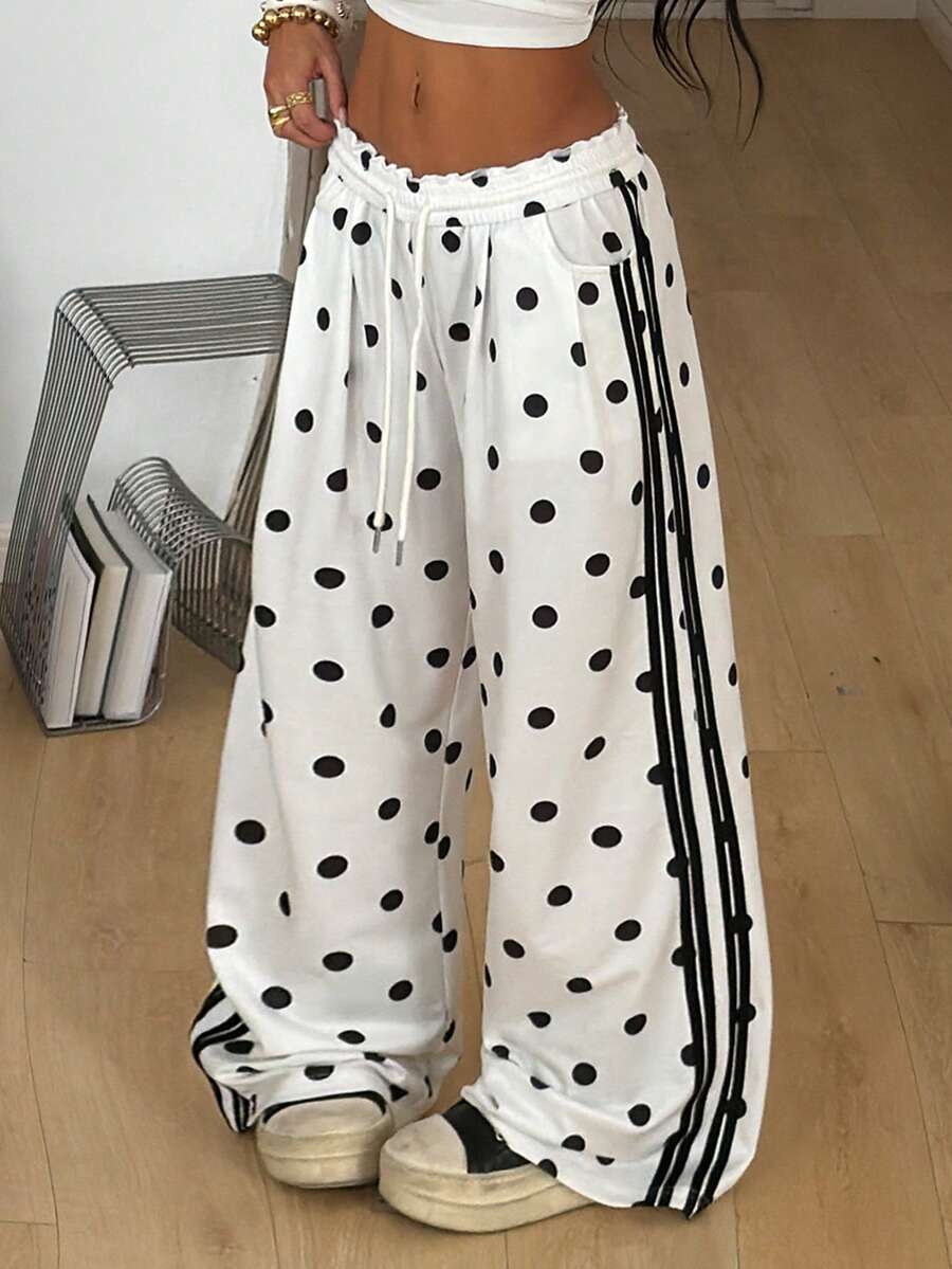 Coolane 女士夏季街头休闲运动必备单品法式灰弹力腰直筒裤 - 白色 - 查看 1