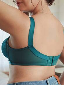 Slumbrini Sujetador sin costuras, transpirable y sin aros para mujer de talla grande, ligero y de cobertura total - Verde - Ver 2