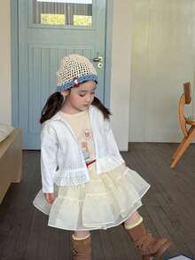 DAZY Infant/Toddler Girls' Solid Color Hooded Casual Spring/Summer Korean Style Jacket - White - View 5
