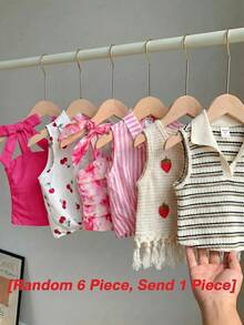 SHEIN Surprise Box [Random 6 Piece,Send 1 Piece] Casual White Summer School Back-To-School Young Girl Sleeveless Tank Top Squishy Tube Tops Corset Lingerie - Hot Pink - View 5