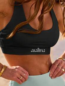 Aralina Áo croptop thể thao năng động mùa xuân hè, kiểu dáng racer back, có túi đựng điện thoại. - màu đen - Xem 5