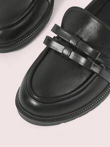 CUCCOO DOLLMOD Giày lười nữ mũi tròn gót chunky kiểu dáng preppy màu đen, thích hợp đi làm và đi làm hàng ngày. - màu đen - Xem 4