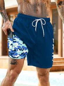Manfinity KASUA Men's Elastic Waist Drawstring Casual Loose Breathable Beach Pants - Multicolor - View 4