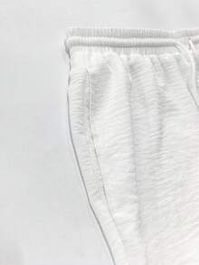 VIVINTIMO Quần dài nam màu trơn, có túi, dây rút, kiểu dáng casual đi biển, màu trắng. - trắng - Xem 5