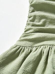 SHEIN 少女休闲时尚绿色抹胸A字连衣裙 - 薄荷綠 - 查看 4
