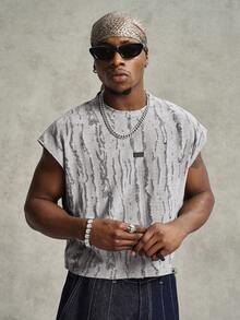 PAVTROS Men's Street Fashion Textured Tank Top - White - View 6