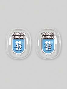 LOONEY TUNES X SHEIN 1个乐一通萝拉兔足球徽章AirPods保护套，透明材质，印有经典的萝拉兔运动徽章图案和11号。为您的耳机提供全方位防震保护。是卡通爱好者和乐一通粉丝的完美礼物。兼容AirPods Max，耳机配件，快速发货 - 無色 - 查看 6