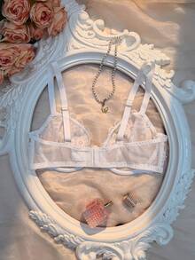 Crystal Vow Sujetador con aros bordado sexy de talla grande - Blanco - Ver 7