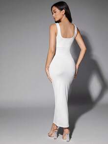 Silquee Women's Solid Color Bodycon Camisole Dress, Versatile For Summer,Dresses For Women Summer - White - View 2