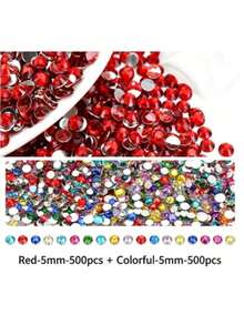 2000pcs 3-6mm Silver Flat Red Resin Rhinestones, Round Jelly Gemstones For Making Accessories Shoes, Clothes, Cosmetics, Bags, Decoration - Red - View 13