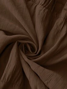 Vionelle Plus Size French Style Solid Color Romantic Boho Ruffle Trim Regular Dress, Spring/Summer Beach Brown - Brown - View 8