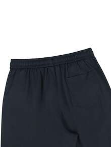 Manfinity Homme Men's Drawstring Waist Pockets Straight Leg Business Casual Pants, Formal - Navy Blue - View 5