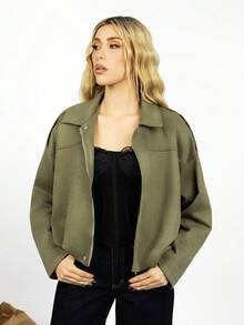 PRISCILA ESCOTO PRISCILA ESCOTO 休闲宽松短款夹克 - 軍綠色 - 查看 1