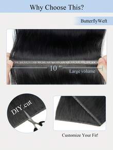 Tóc nối Butterfly Weft, tóc thật 12-24 inch, màu đen tuyền, thẳng, tóc nối vô hình, tóc nối PU có lỗ, mềm mại và mượt mà, thích hợp cho hàng ngày, tiệc tùng, ngày lễ và đám cưới. - S1 - Xem 6