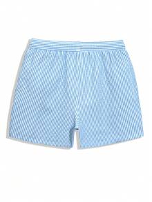 Manfinity KASUA Men's Striped Pocket Drawstring Waist Beach Shorts, Holiday - Baby Blue - View 3