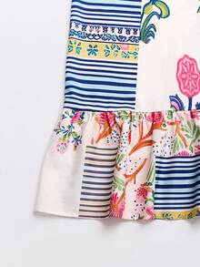 Linhara Vestido de playa de estilo bohemio con estampado floral y botánico para mujer de talla grande, cómodo y elegante - Multicolor - Ver 4
