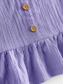 SHEIN 少女紫色纹理编织无袖上衣搭配直筒裤，休闲度假套装，适合假日、派对、优雅场合、返校季、春季野餐、日常穿着。 - 紫色 - 查看 6