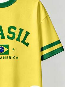Bộ 2 món dành cho bé gái tuổi teen, áo thun và quần short kiểu Brazil cổ điển, viền xanh lá cây, trang phục thể thao thường ngày phù hợp cho hoạt động ngoài trời và dạo phố. - Nhiều màu - Xem 4