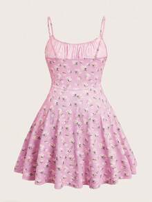 SHEIN EZwear 浅粉色性感修身针织迷你连衣裙，细肩带，夏季 - 淺粉色 - 查看 2