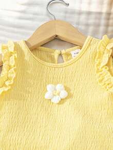 SHEIN Vintaside Kids Conjunto de chaleco y pantalones cortos de jacquard lindo para niñas, primavera/verano - Multicolor - Ver 8