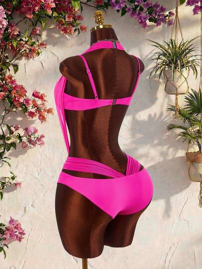 Amplova Women's Shiny One-Piece Swimsuit, Sexy And Avant-Garde, Suitable For Vacation Wear
