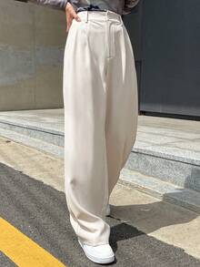 DAZY Women Solid Color Daily Wear Straight Leg Pants,Women Dress Pants - Apricot - View 3