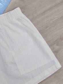 Comfortcana 2件/組 白色 & 藍色 寬鬆大尺碼短褲套裝，休閒，夏季，度假女裝 - 彩色 - 查看 4