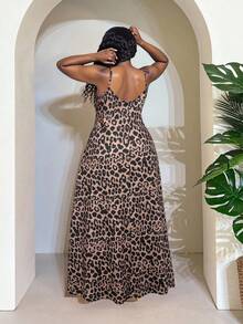 SHEIN CURVE+ Đầm đen kiểu bohemian, không tay, size US22, thích hợp cho lễ hội âm nhạc hoặc kỳ nghỉ bên bờ biển, phong cách bohemian, thích hợp cho mùa xuân/hè. - màu nâu - Xem 2