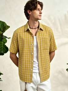 Airaco Men's Casual Plaid Short Sleeve Shirt - Multicolor - View 5
