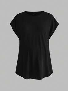 Modmama Camiseta casual de maternidad de unicolor, cuello redondo y manga corta - Gris Oscuro - Ver 8