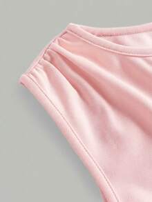 SHEIN Gaun Rajut Kasual Leher Bulat Warna Pink untuk Anak Perempuan Remaja - Berwarna merah muda - View 3