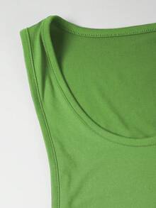 Manfinity Dauomo Men's Solid Color Minimalist Casual Tank Top - Olive Green - View 5