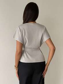 Aloruh Áo khoác cardigan nữ thanh lịch, nhẹ nhàng, đan móc, có thắt lưng, thiết kế buộc eo thời trang, giúp thon gọn vóc dáng, thích hợp cho mùa hè. - Màu Khaki - Xem 2