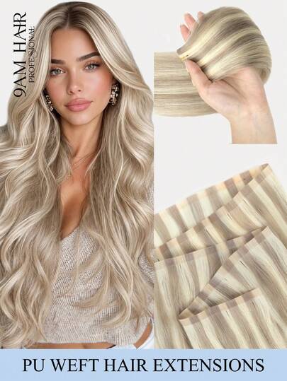 All In One PU Skin Weft Hair Extensions  Straight Remy Human Hair 40g 50g For Thinning Hair Women Seamless Invisible Blends Multi Method Pre Sealed For Sew In Clip Ins No Glue Tape Ins Micro Links Daily Wedding #17/613