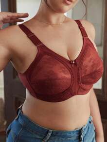 Slumbrini Sujetador sin costuras, transpirable y sin aros para mujer de talla grande, ligero y de cobertura total - Rojo - Ver 7