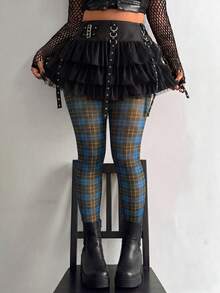 Whyspr Leggings de malla transparente con estampado de talla grande, primavera/verano - Azul - Ver 6