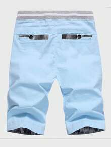 Manfinity Homme 1 chiếc quần short nam cỡ lớn kiểu dáng thường ngày - Màu xanh nhạt - Xem 2