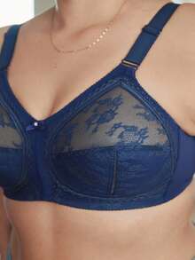 Slumbrini Sujetador sin costuras, transpirable y sin aros para mujer de talla grande, ligero y de cobertura completa - azul real - Ver 8