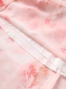 GlowEve CURVE Plus Size Spring/Summer Chiffon Printed A-Line Skirt, Suitable For Elegant Dates Vacation White Floral - Pink - View 6