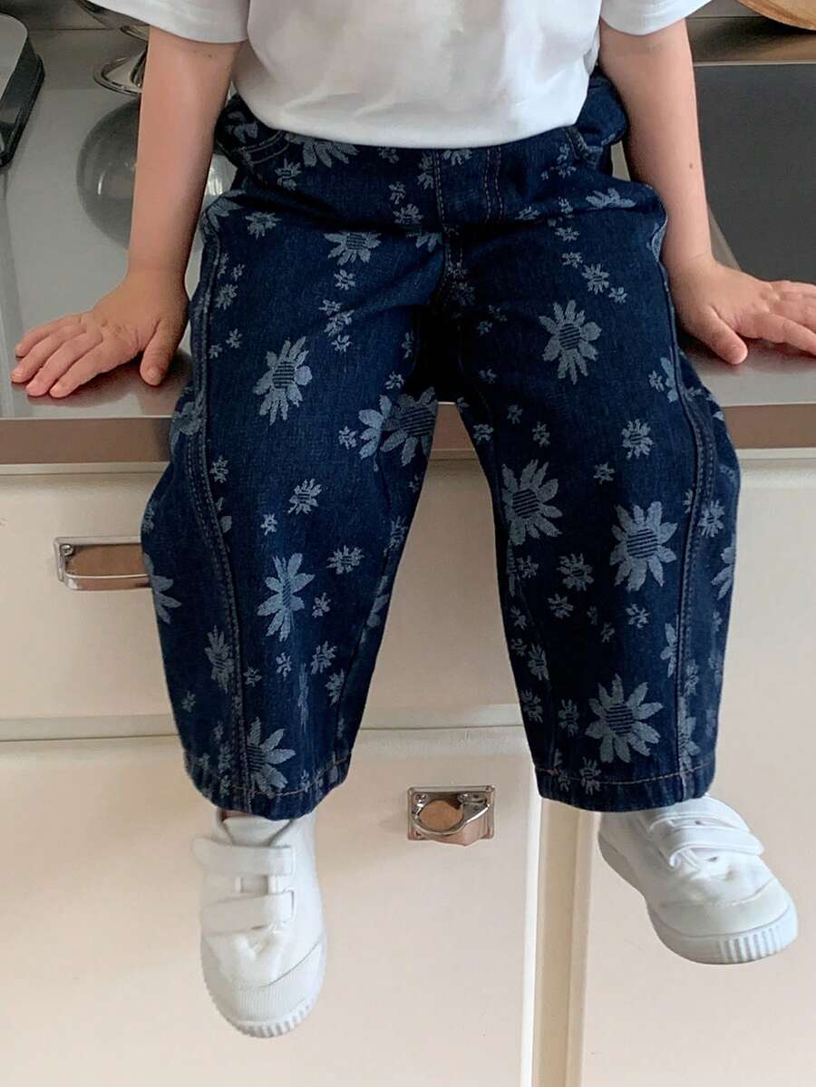 Dazy Kids Toddler Girls' Casual Wide Leg Loose Denim Pants - Blue - View 1