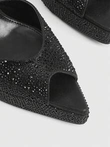 CUCCOO LuxiPop Giày nữ mũi nhọn gót dày thanh lịch, giày công sở cao gót, sandal cao gót hở mũi, giày casual mùa xuân, giày đi chơi, giày phong cách cổ điển, giày mùa hè. - màu đen - Xem 5